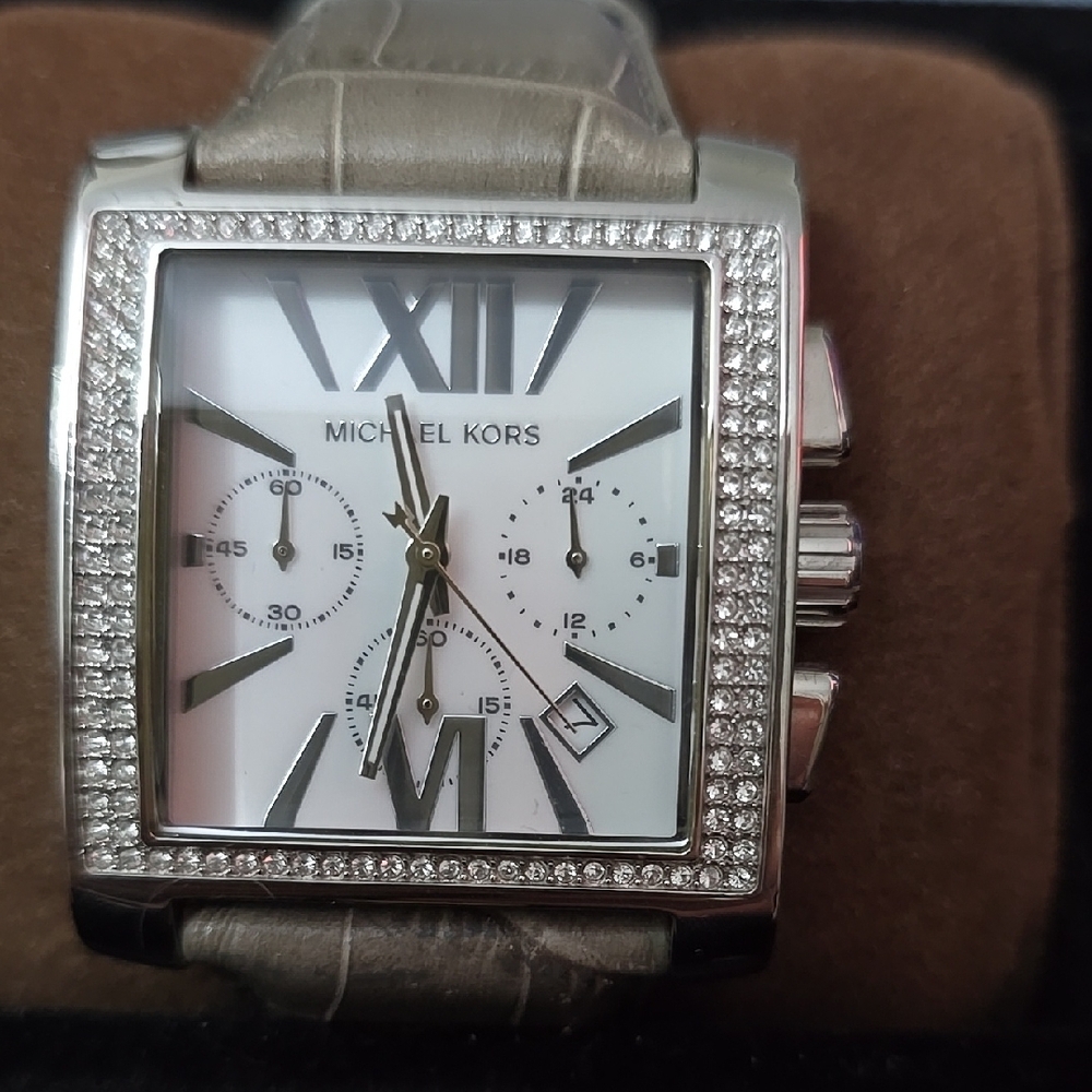 Michael Kors Silver and White Women's Watch